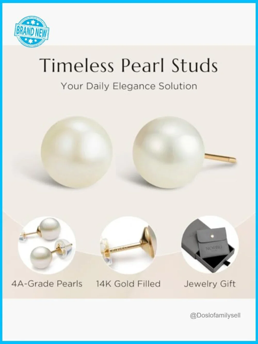 Round Stud Pearl Earrings Timeless Elegant Minimal Classic Gift